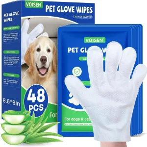 48 Pet Glove Wipes for, Cleaning & Deodorizing